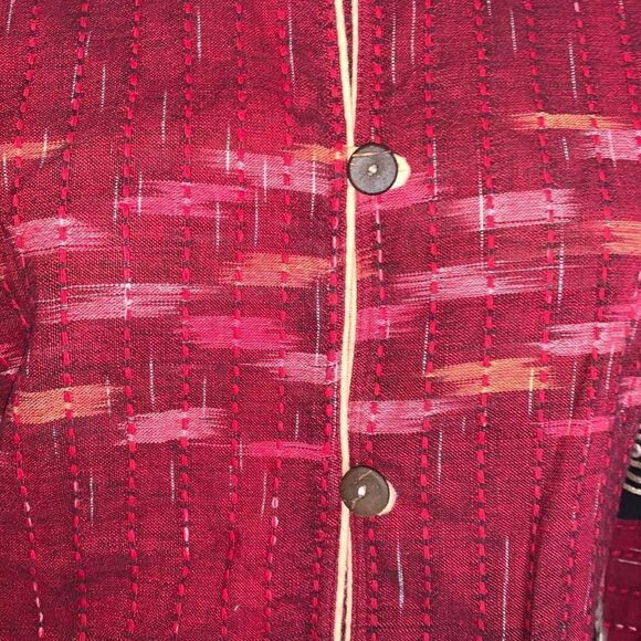 Vintage Tribal Boho Aztec Burgundy Tapestry Jacket Large - Picture 10 of 12